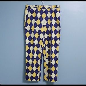 Loudmouth Yellow/Blue Argyle Golf Pants 36x32